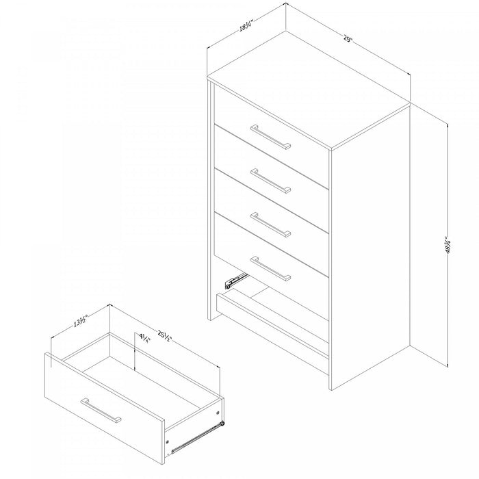 Londen 5-drawer Chest - Winter Oak 