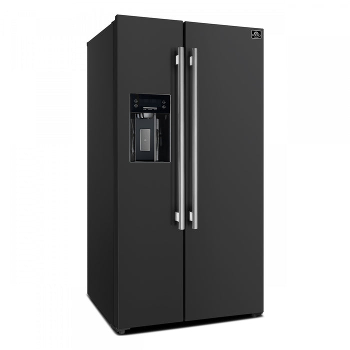 Forno Salerno 36-inch Side-by-Side Refrigerator in Black, 20 cu.ft. - FFRBI1844-36BLK