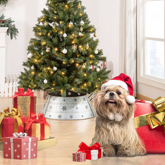 Homcom 26\" Christmas Tree Collar With Hollow Snowflake Patterns Silver