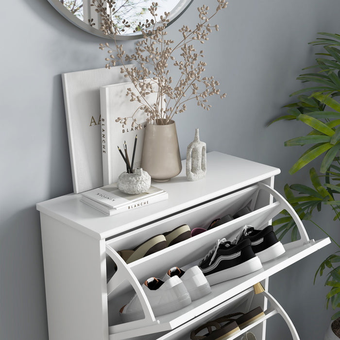 HOMCOM Modern Shoe Cabinet with 3 Flip Drawers for 12 Pairs of Shoes