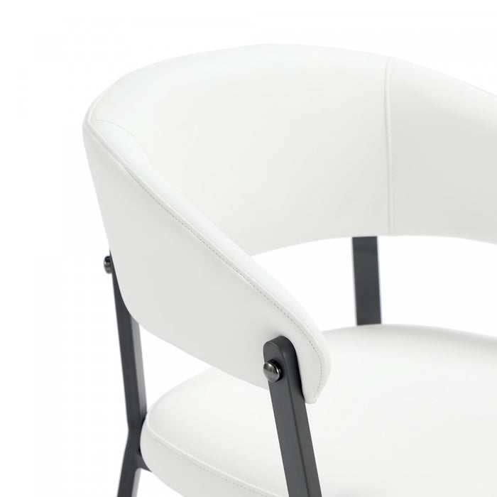 Belle Modern Metal Upholstered Dining Chair in White - Set of 2