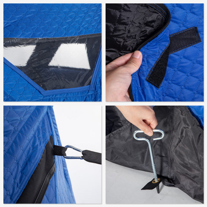 Outsunny 4 Person Ice Fishing Shelter, Pop-up Ice Fishing Tent, Blue