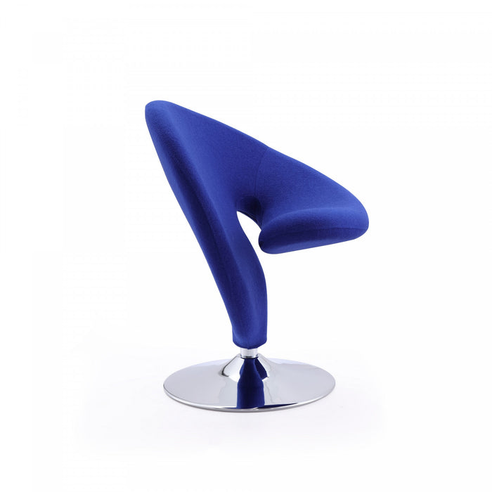 Curl Modern Wool Blend Swivel Lounge Chair in Blue - Set of 2