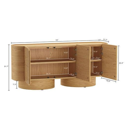 Solis Contemporary 72\" Solid Wood Sideboard in Natural (3-Door)