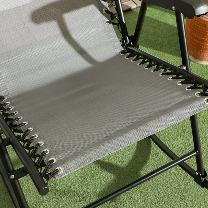 Outsunny 2pc Patio Foldable Rocking Chair Set Grey