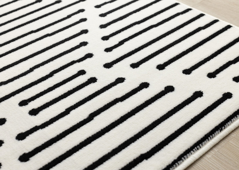 Forte Black White Stripes Area Rug - 6'7\" x 9'6\"