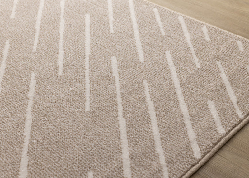 Covington Beige Cream Diagonal Rain Streaks Design Rug, 7'10\" x 10'6\" Indoor Area Rug