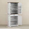 HOMCOM Farmhouse Kitchen Pantry, Tall Storage Cabinet with Door Racks White