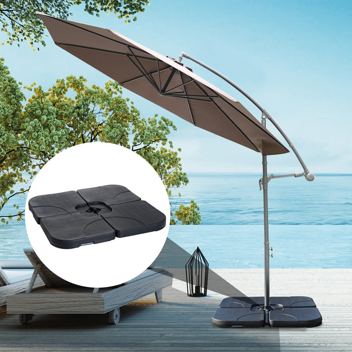 Outsunny 4pc Portable Umbrella Base Weights Garden Parasol Base, Black
