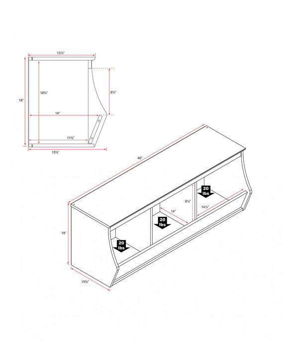 Monterey Stackable 3-Bin Storage Cubbie - White