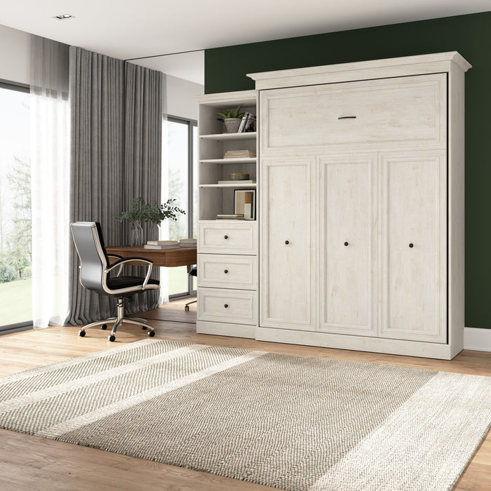 Bestar Versatile Queen Murphy Bed and Closet Organizer with Drawers (92 W) - White