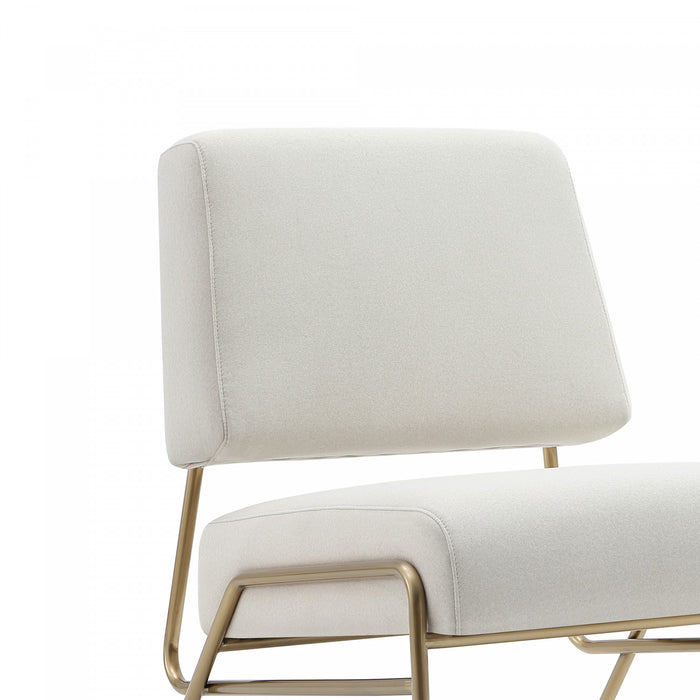 Serenity Contemporary Modern Metal Upholstered Lounge Chair in Ecru