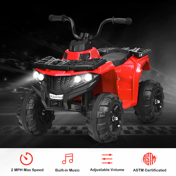 Costway 6v Battery Powered Kids Ride On Atv 4-wheeler Quad W/ Mp3 & Led Headlight Red