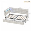 Sophia Upholstered Daybed with LED Lights and Storage Drawers,Twin Size,Beige | Banquette-lit Sophia rembourree avec lumieres LED et tiroirs de rangement, taille simple, beige