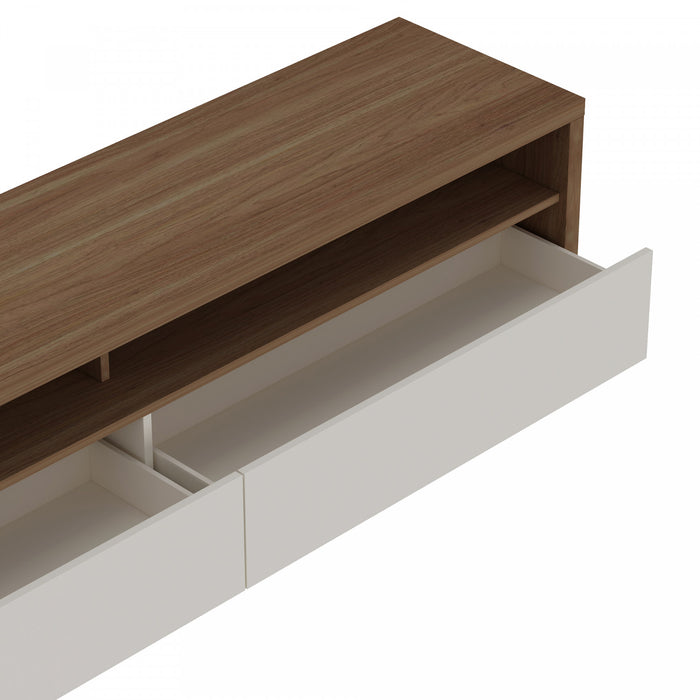 Duncan Contemporary Modern 70\" TV Stand in Maple and Off White