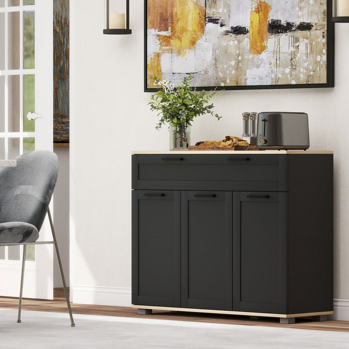 HOMCOM Sideboard Buffet Cabinet with Drawer and Adjustable Shelves, Black