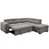 Keane 101 in. Fabric Sleeper Sectional with Storage Chaise and Adjustable Headrests - Grey | Keane 101 po. Sectionnel-lit en tissu avec chaise longue de rangement et appuie-tetes reglables - Gris