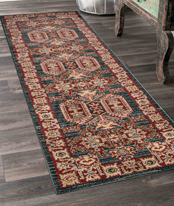 Lena Traditional 2'3\" x 7'6\" Runner Rug in Blue Indoor Area Rug