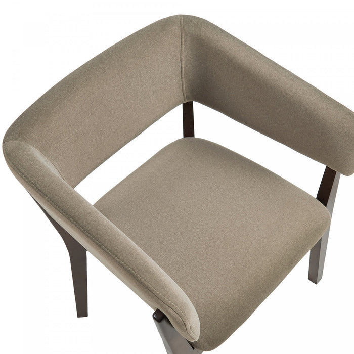 Blake Modern Faux Mohair Wood Armchair in Linen - Set of 2 Dining Chair