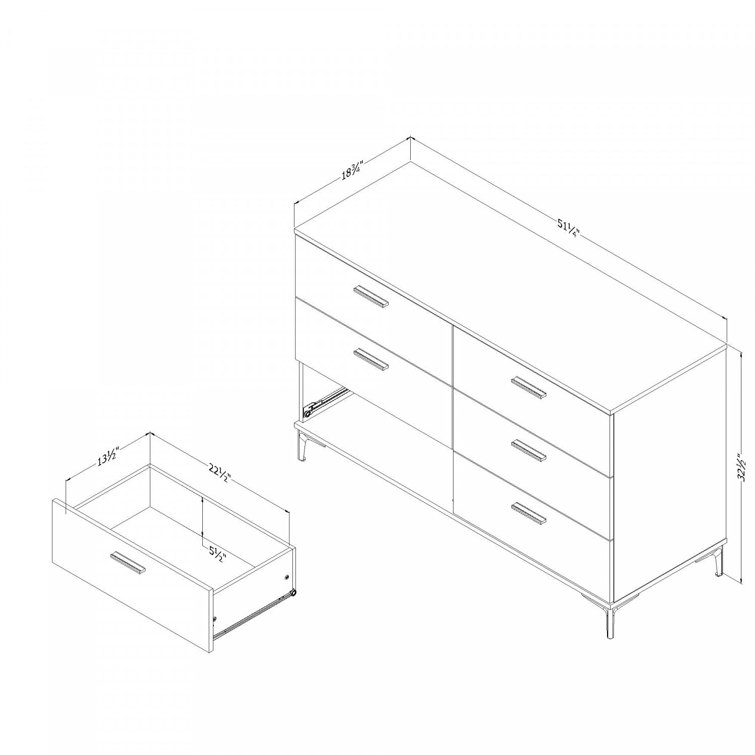 Musano 6-Drawer Dresser - Nordik Oak - The Brick