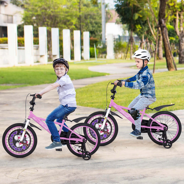 Costway 18\" Kid's Bike For 4-8 With Height-adjustable Handlebar & Saddle Handbrake Purple