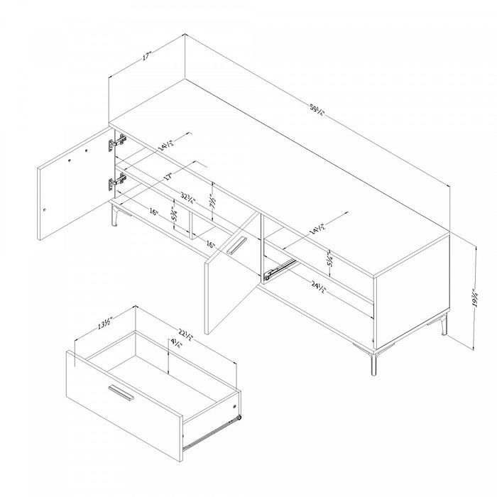 Musano 59\" TV Stand with Storage - Nordik Oak