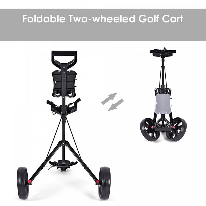 Costway Folding 2 Wheel Push Pull Golf Club Cart Trolley Swivel Scoreboard Lightweight