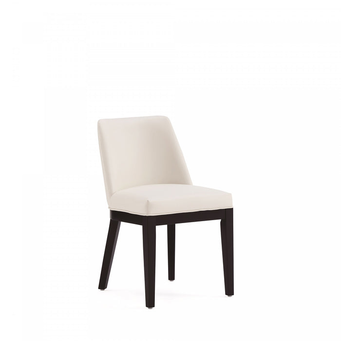 Gansevoort Modern Wood Vegan Leather Dining Chair in Ivory - Set of 4