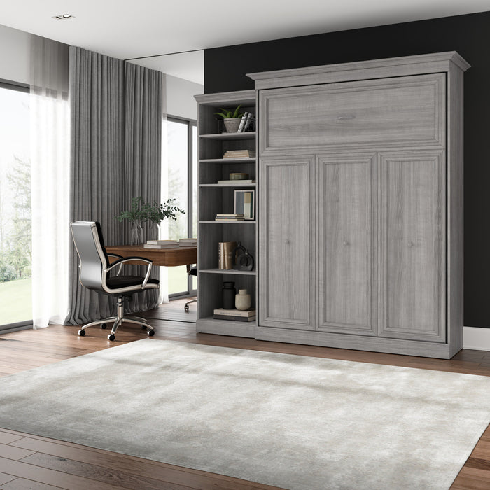 Bestar Versatile Queen Murphy Bed with Closet Organizer (92 W) - Platinum Grey
