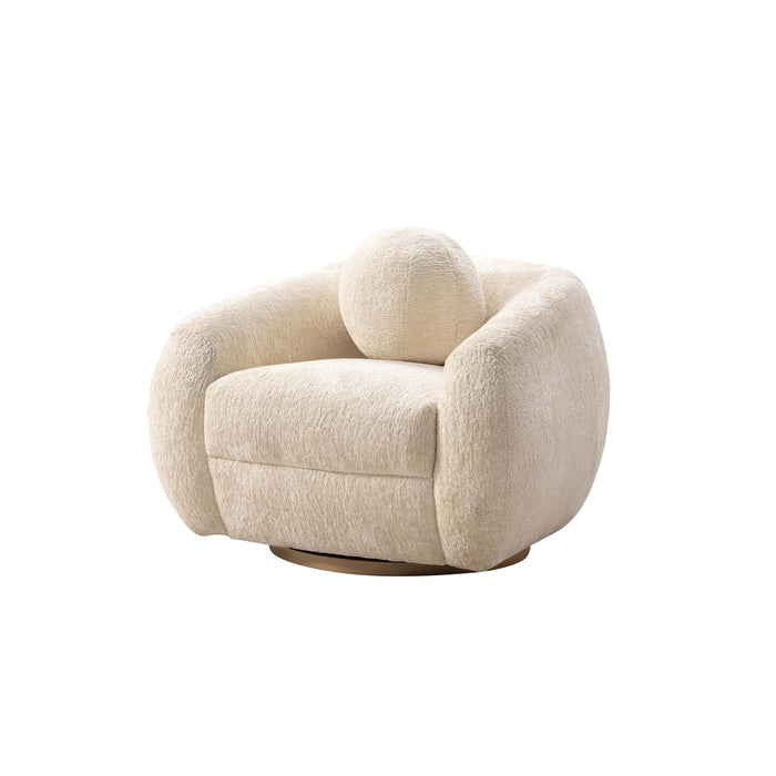 Tribeca Mid-Century Modern Chenille Lounge Chair in Cream