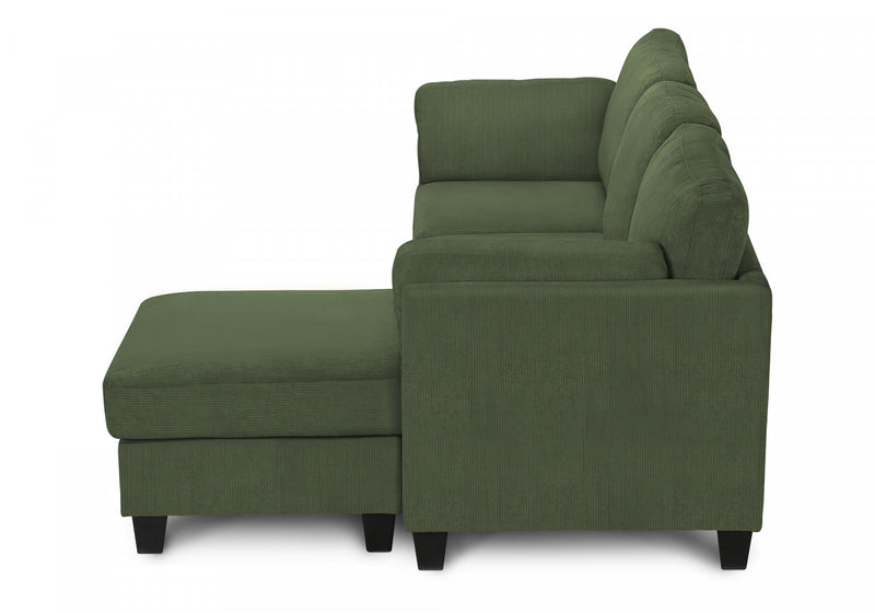 Upholstered Sofa Chaise Lounger, Chaise Lounge, Dark Green Fabric, Modern, Contemporary Sofa