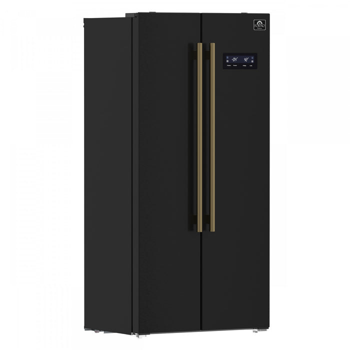 Forno Salerno 33-inch Side-by-Side Black Refrigerator, 15.6 cu.ft. - FFRBI1805-33BLK