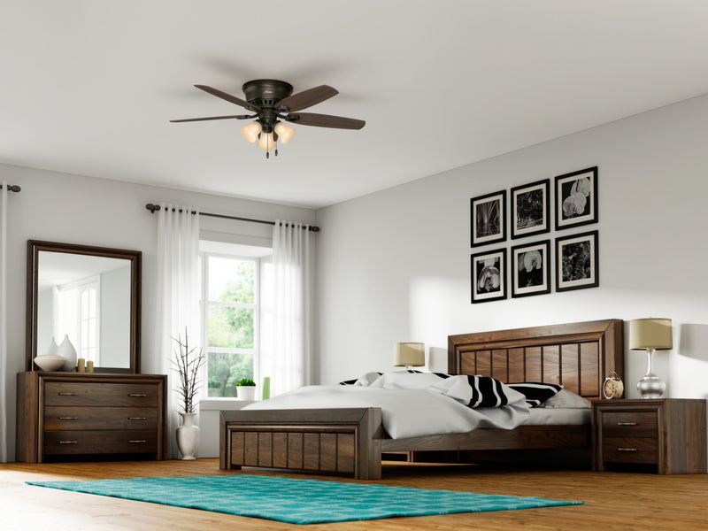 Builder Low Profile Ceiling Fan with Light Fixture - Bronze