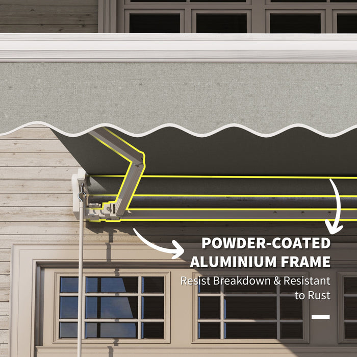 8'x7' Manual Retractable Sun Shade Patio Awning Canopy Shelter, Light Grey