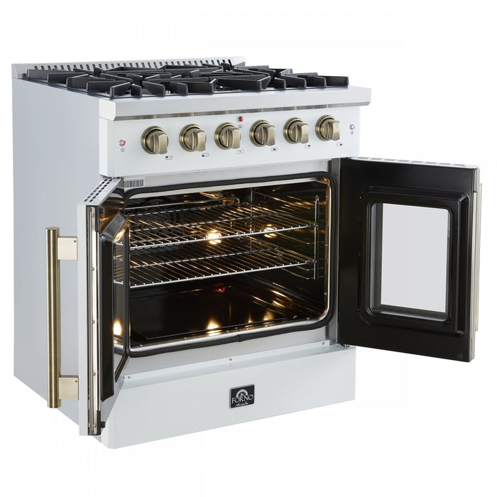 Forno Galiano 30\" White Gas Range, 4.32 cu.ft- FFSGS6444-30WHT