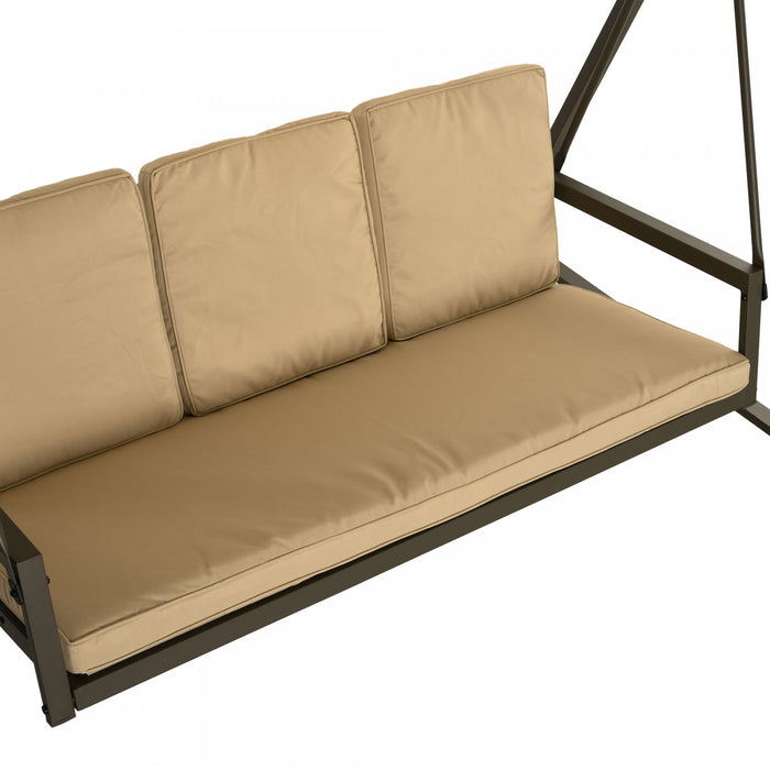 Outsunny 3 Seater Patio Swing Chair, Outdoor Swing Seat, Beige