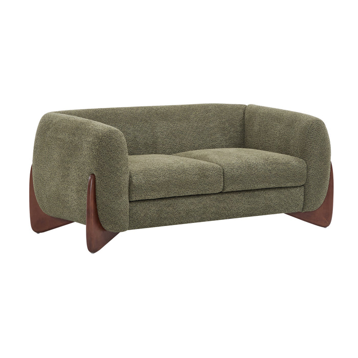 Lillian Solid Wood Modern Boucle Upholstered Loveseat Comfort Seating,Green