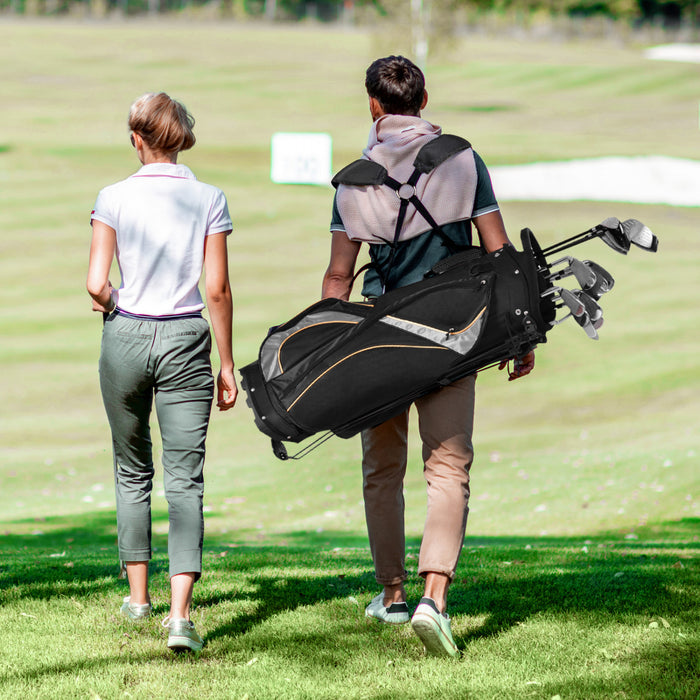 Costway 9\" Golf Stand Bag Club 8 Way Divider Carry Organizer Pockets Storage Black New