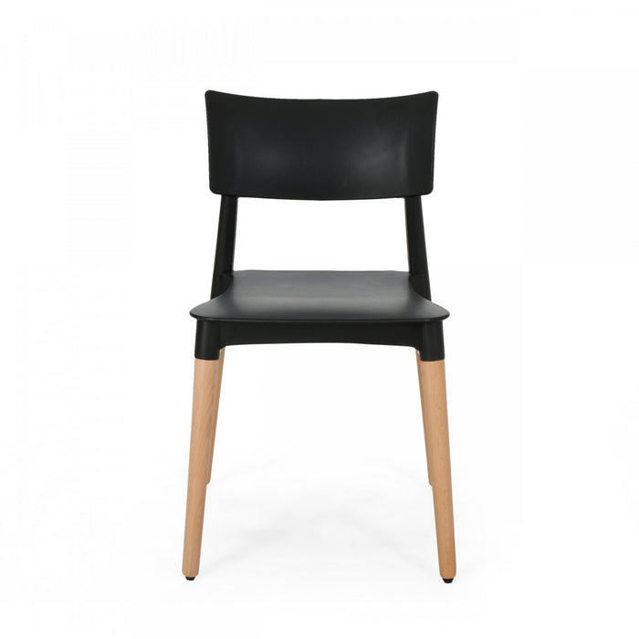 Mason Dining Chair Set Of 2 With Polypropylene Seats And Soild Wood Legs - Black