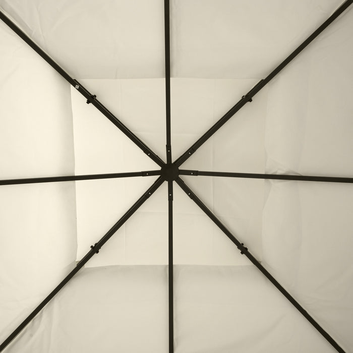 Outsunny 9.8' X 9.8' Square 2-tier Gazebo Canopy Replacement Top Cover Outdoor Garden Sun Shade, Cream White