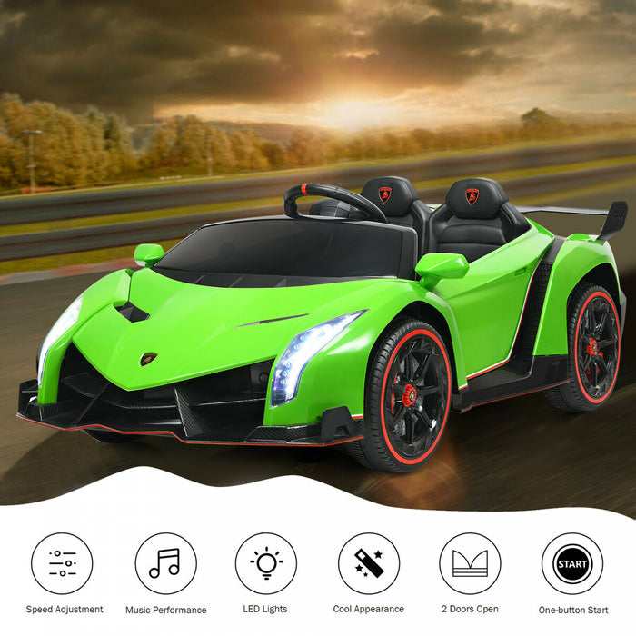 Costway 12v 2-seater Licensed Lamborghini Kids Ride On Car W/ RC & Swing Function Green