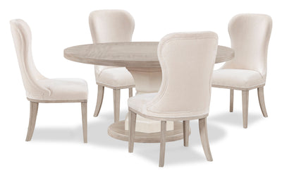 Corsa 5pc Dining Set with Table and 4 Chairs - Antique White Oak and Light Grey  | Ensemble de salle à manger Corsa 5 pièces avec table et 4 chaises - chêne blanc antique et gris clair  | CORSLRP5