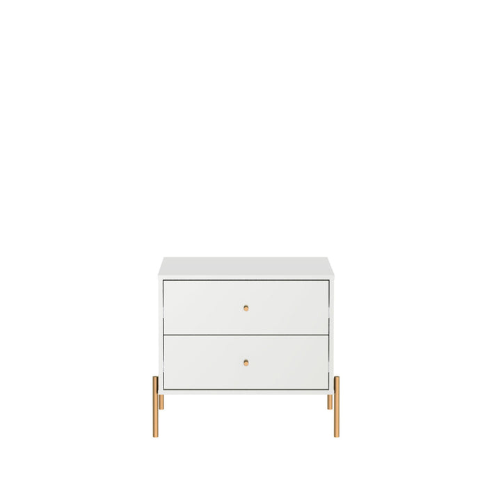 Manhattan Comfort Jasper Nightstand with Steel Gold Legs - White Gloss