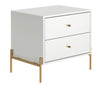 Manhattan Comfort Jasper Nightstand with Steel Gold Legs - White Gloss