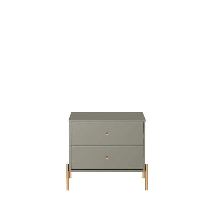 Manhattan Comfort Jasper Nightstand with Steel Gold Legs - Grey Gloss