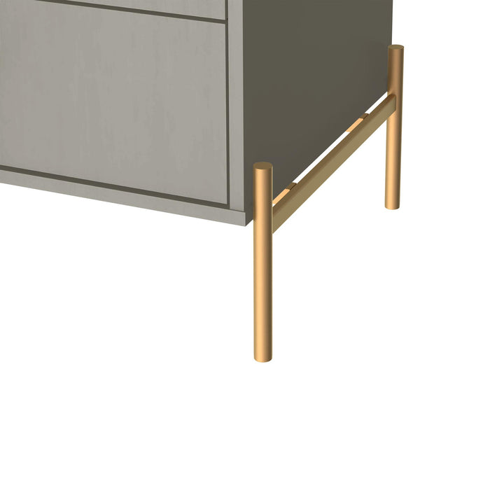 Manhattan Comfort Jasper Nightstand with Steel Gold Legs - Grey Gloss