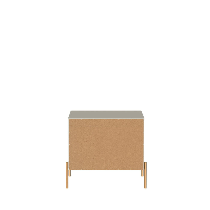 Manhattan Comfort Jasper Nightstand with Steel Gold Legs - Off White Matte