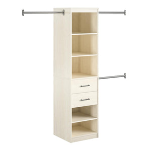 Novogratz Kelly 5-Shelf/2-Drawer Closet Organizer with 3 Adjustable Hanging Rods - Ivory Oak