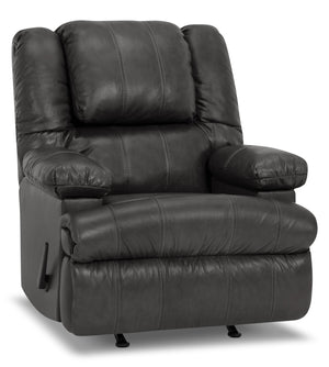 5598 Genuine Leather Rocker Recliner with Storage Arms - Weston Granite