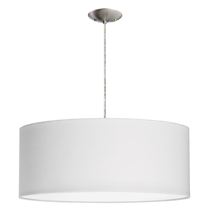 Dainolite 3 Light Drum Pendant 22\" Dia Satin Chrome Finish White Shade/Diffuser Lamp